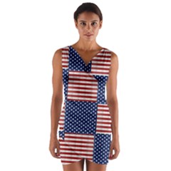 Red White Blue Stars And Stripes Wrap Front Bodycon Dress by yoursparklingshop