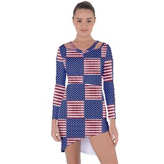 Red White Blue Stars And Stripes Asymmetric Cut-out Shift Dress by yoursparklingshop