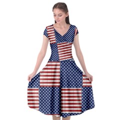 Red White Blue Stars And Stripes Cap Sleeve Wrap Front Dress by yoursparklingshop