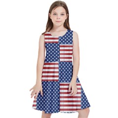 Red White Blue Stars And Stripes Kids  Skater Dress by yoursparklingshop