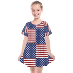 Red White Blue Stars And Stripes Kids  Smock Dress by yoursparklingshop