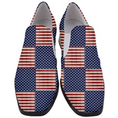 Red White Blue Stars And Stripes Women Slip On Heel Loafers by yoursparklingshop