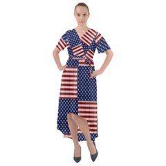 Red White Blue Stars And Stripes Front Wrap High Low Dress by yoursparklingshop