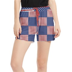 Red White Blue Stars And Stripes Runner Shorts by yoursparklingshop