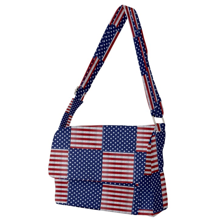 Red White Blue Stars And Stripes Full Print Messenger Bag (L)