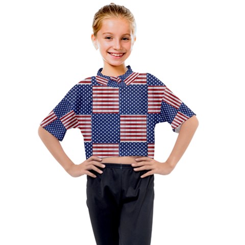 Red White Blue Stars And Stripes Kids Mock Neck Tee by yoursparklingshop