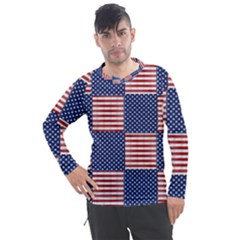 Red White Blue Stars And Stripes Men s Pique Long Sleeve Tee