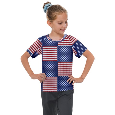 Red White Blue Stars And Stripes Kids  Mesh Piece Tee by yoursparklingshop