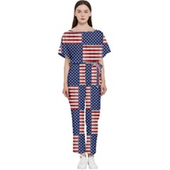 Red White Blue Stars And Stripes Batwing Lightweight Jumpsuit by yoursparklingshop