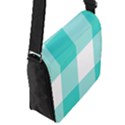 Turquoise And White Buffalo Check Flap Closure Messenger Bag (S) View2