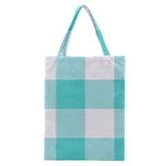 Turquoise And White Buffalo Check Classic Tote Bag by yoursparklingshop