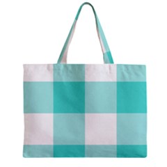 Turquoise And White Buffalo Check Zipper Mini Tote Bag by yoursparklingshop