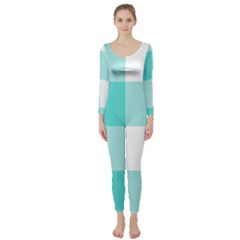 Turquoise And White Buffalo Check Long Sleeve Catsuit by yoursparklingshop