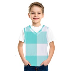 Turquoise And White Buffalo Check Kids  Basketball Tank Top by yoursparklingshop