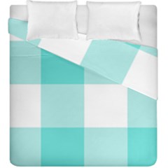 Turquoise And White Buffalo Check Duvet Cover Double Side (king Size) by yoursparklingshop