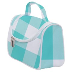 Turquoise And White Buffalo Check Satchel Handbag by yoursparklingshop