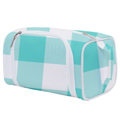 Turquoise And White Buffalo Check Toiletries Pouch by yoursparklingshop