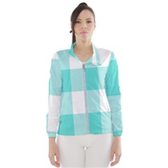 Turquoise And White Buffalo Check Women s Windbreaker