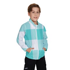 Turquoise And White Buffalo Check Kids  Windbreaker