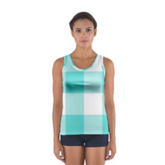 Turquoise And White Buffalo Check Sport Tank Top  by yoursparklingshop