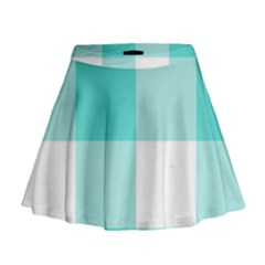 Turquoise And White Buffalo Check Mini Flare Skirt by yoursparklingshop