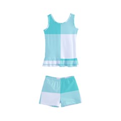 Turquoise And White Buffalo Check Kids  Boyleg Swimsuit by yoursparklingshop