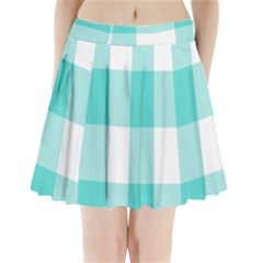 Turquoise And White Buffalo Check Pleated Mini Skirt by yoursparklingshop