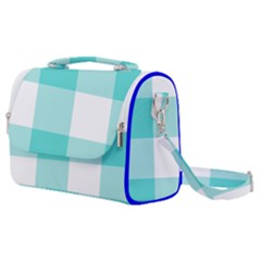 Turquoise And White Buffalo Check Satchel Shoulder Bag by yoursparklingshop