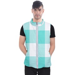 Turquoise And White Buffalo Check Men s Puffer Vest