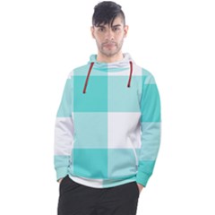 Turquoise And White Buffalo Check Men s Pullover Hoodie