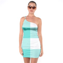 Turquoise And White Buffalo Check One Soulder Bodycon Dress by yoursparklingshop