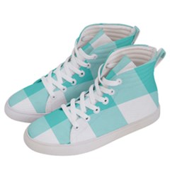 Turquoise And White Buffalo Check Women s Hi-top Skate Sneakers by yoursparklingshop