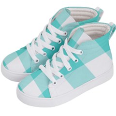 Turquoise And White Buffalo Check Kids  Hi-top Skate Sneakers by yoursparklingshop