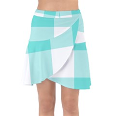 Turquoise And White Buffalo Check Wrap Front Skirt by yoursparklingshop