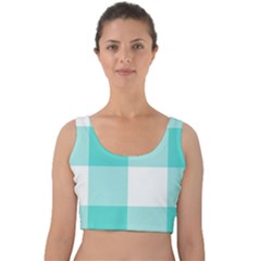 Turquoise And White Buffalo Check Velvet Crop Top by yoursparklingshop