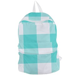 Turquoise And White Buffalo Check Foldable Lightweight Backpack by yoursparklingshop