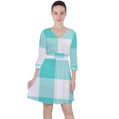 Turquoise And White Buffalo Check Ruffle Dress by yoursparklingshop