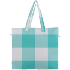 Turquoise And White Buffalo Check Canvas Travel Bag by yoursparklingshop