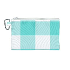 Turquoise And White Buffalo Check Canvas Cosmetic Bag (medium) by yoursparklingshop