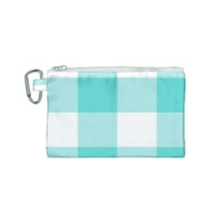 Turquoise And White Buffalo Check Canvas Cosmetic Bag (small) by yoursparklingshop