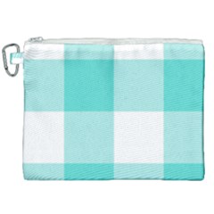 Turquoise And White Buffalo Check Canvas Cosmetic Bag (xxl) by yoursparklingshop