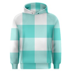 Turquoise And White Buffalo Check Men s Overhead Hoodie