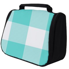 Turquoise And White Buffalo Check Full Print Travel Pouch (big) by yoursparklingshop