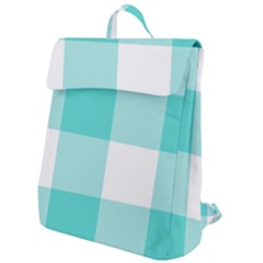 Turquoise And White Buffalo Check Flap Top Backpack by yoursparklingshop