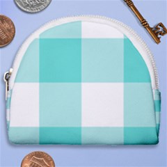 Turquoise And White Buffalo Check Horseshoe Style Canvas Pouch by yoursparklingshop