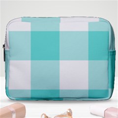 Turquoise And White Buffalo Check Make Up Pouch (large) by yoursparklingshop