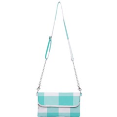 Turquoise And White Buffalo Check Mini Crossbody Handbag by yoursparklingshop