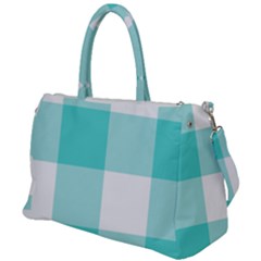 Turquoise And White Buffalo Check Duffel Travel Bag by yoursparklingshop