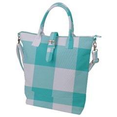 Turquoise And White Buffalo Check Buckle Top Tote Bag by yoursparklingshop