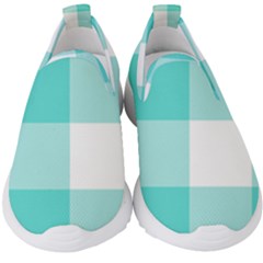 Turquoise And White Buffalo Check Kids  Slip On Sneakers by yoursparklingshop